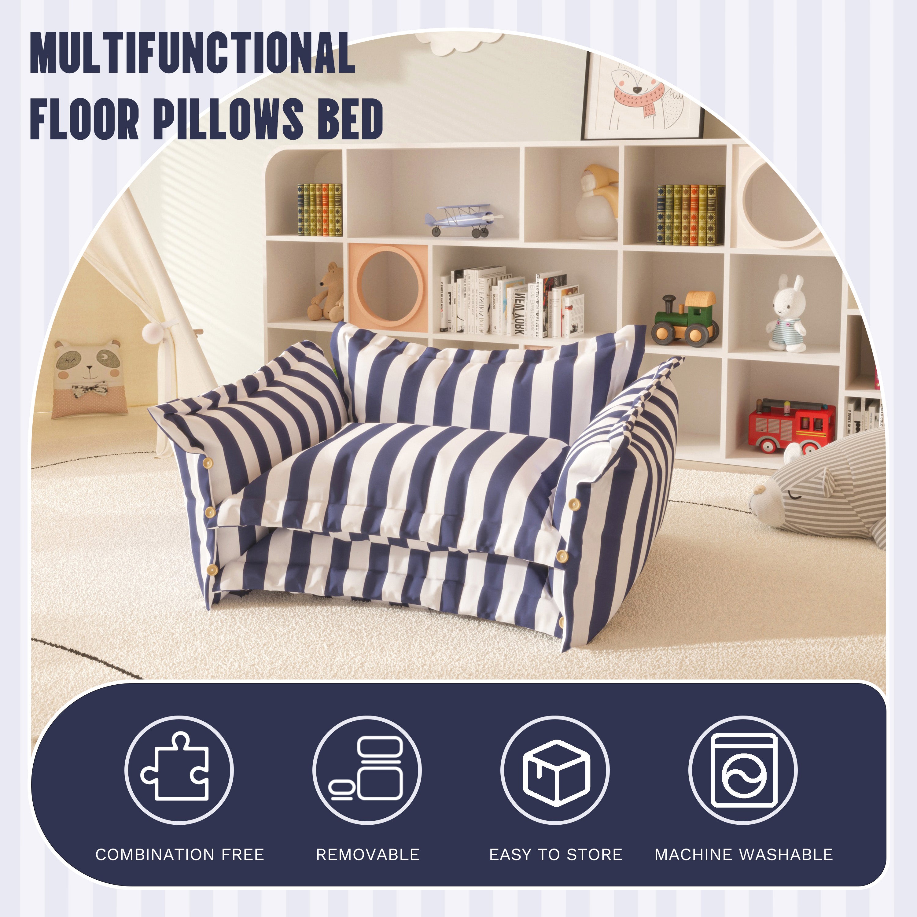 2 in 1 Foldable Kids Sofa Chair Couch Backrest Armchair Bed