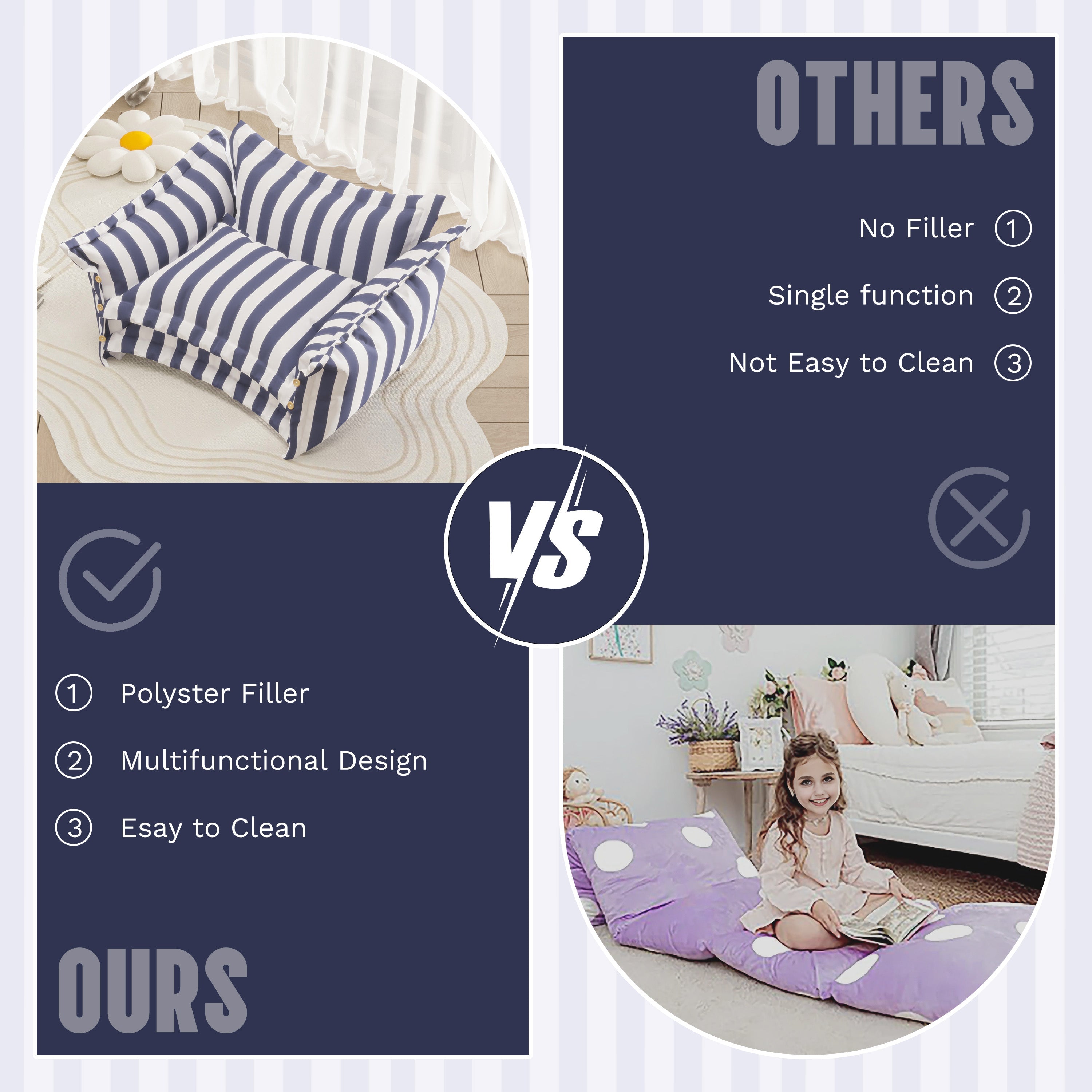 2 in 1 Foldable Kids Sofa Chair Couch Backrest Armchair Bed