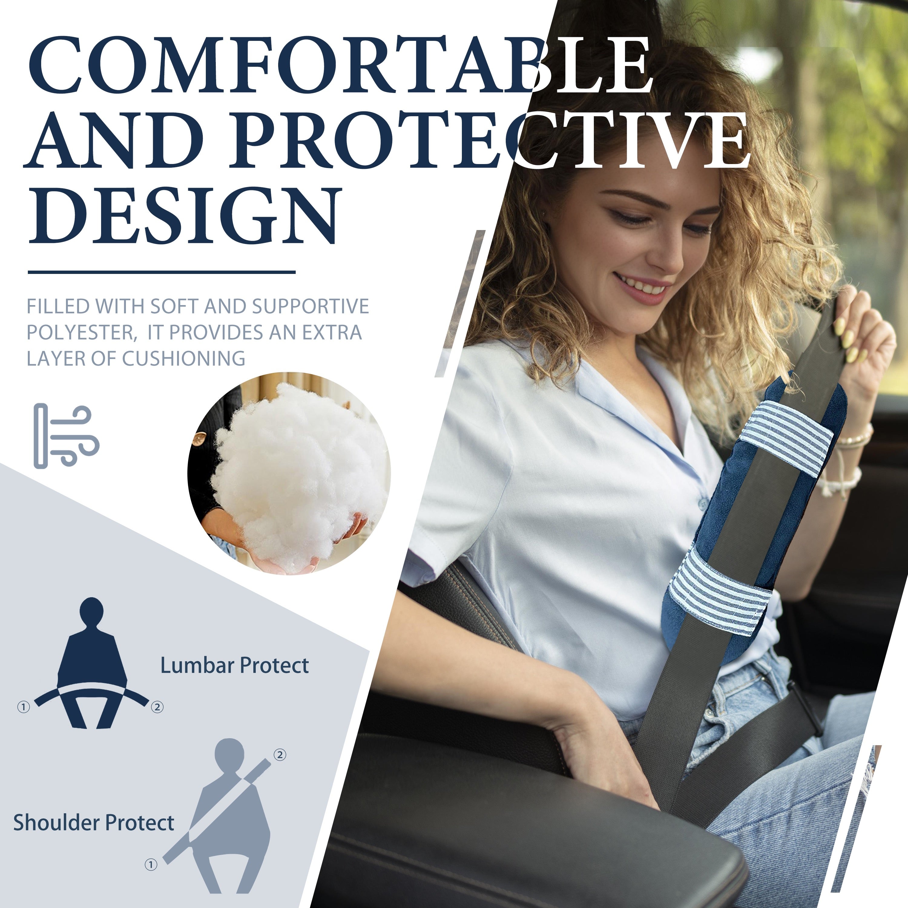 Car Seat Belt Protector Pads Soft Seatbelt Cover 2 Pack